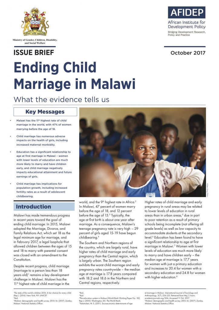 Ending Child Marriage In Malawi: What The Evidence Tells Us - African ...