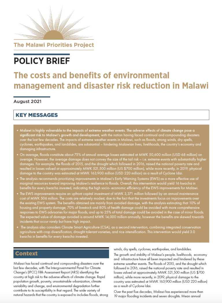 The costs and benefits of environmental management and disaster risk